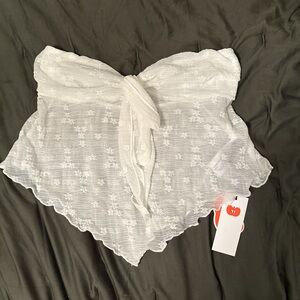 White Lace Strapless Top